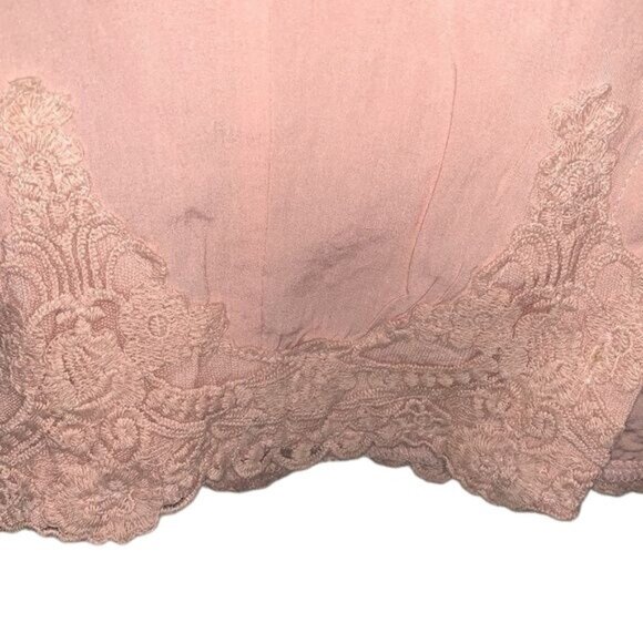 Hint Of Mint Pink Lace Trim Button-Down Crop Top Womens XL - Picture 7 of 10